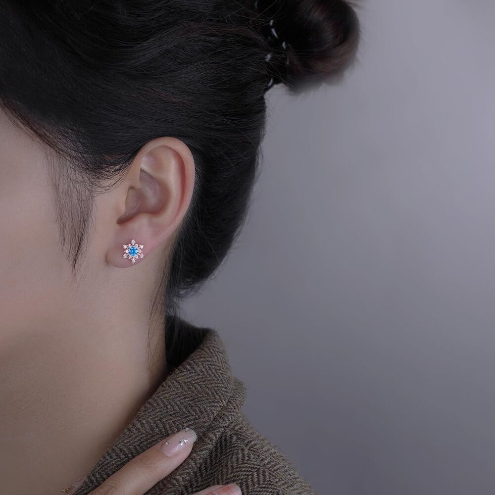 Solid 925 Sterling Silver Sparkling Blue Crystal … - image 3